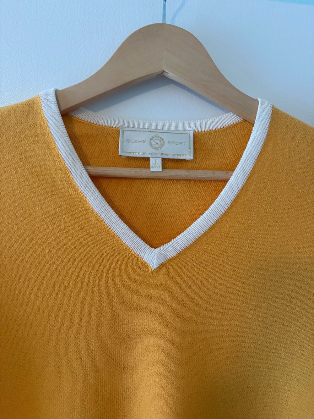 St. John Sport by Marie Gray Size S Golden Yellow Santana Knit Sweater Cutouts - Picture 4 of 8